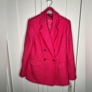 Karl Lagerfeld Hot Pink Raw Hem Coat NWT Women’s Size 2